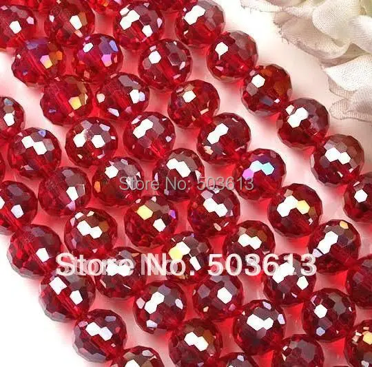 Популярные Красные AB Хрустальные стеклянные граненые круглые бусины ручной