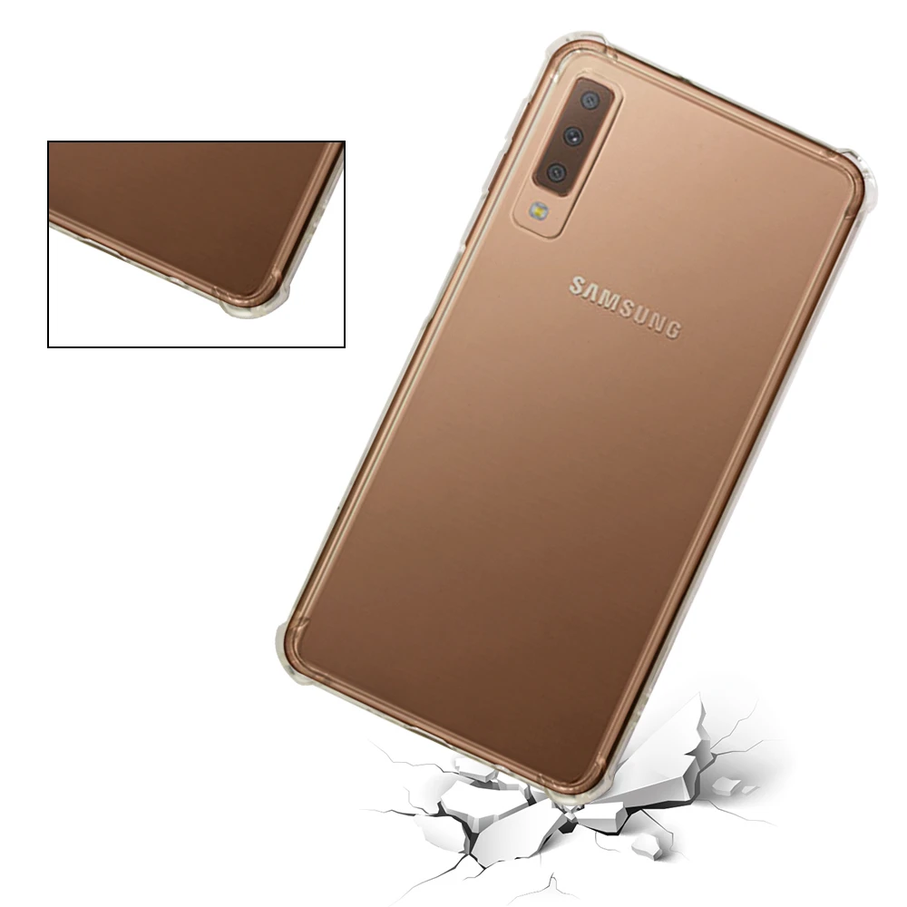 High quality transparent reinforced Anti-falling Soft Silicone phone case For Samsung Galaxy A7 2018 A750 coque funda etui cover |