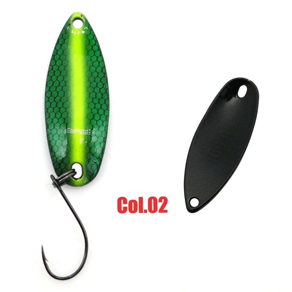 Tomic 1pc 2g 3,5g 5g lake area trout spoons casting micro metal fishing lures artificial bait ultralight - Цвет: 2  Green pattern