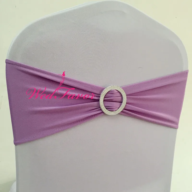 Lilac WedFavor 100 шт королевские синие свадебные ленты для стульев из лайкры и спандекса с пластиковой круглой пряжкой для банкета чехлы для стульев - Цвет: Lilac