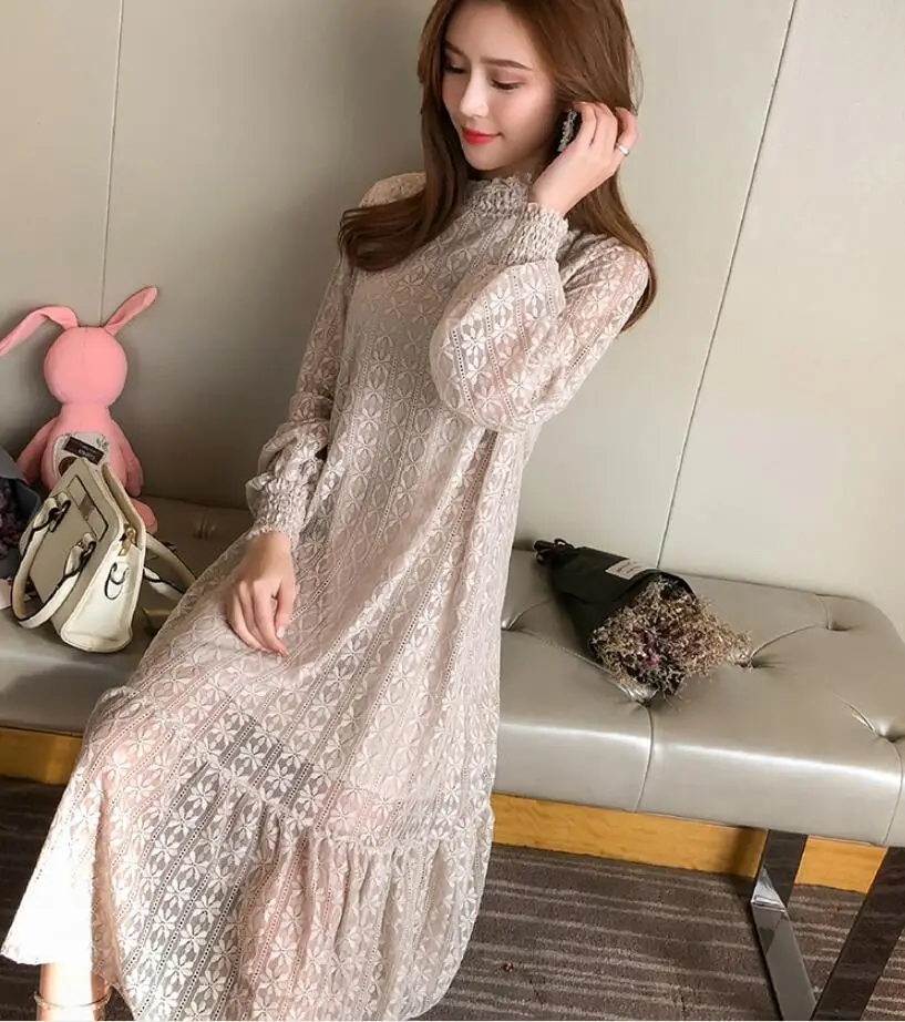 vestidos Free shiping Hot Sale fashion temperament Round Collar Long Sleeve Slim Sexy dress women Chiffon Dress | Женская одежда