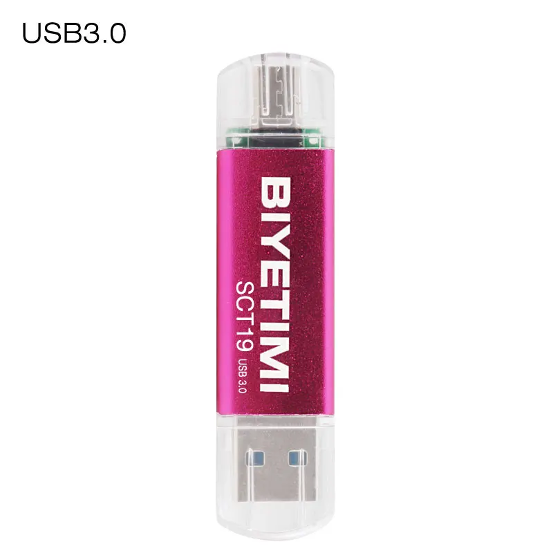 Biyetimi OTG флеш-накопитель 32 ГБ высокоскоростной USB накопитель 64 ГБ 16 ГБ флеш-накопитель USB 3,0 с индивидуальным логотипом USB флеш-накопитель SCT19 - Цвет: Розовый