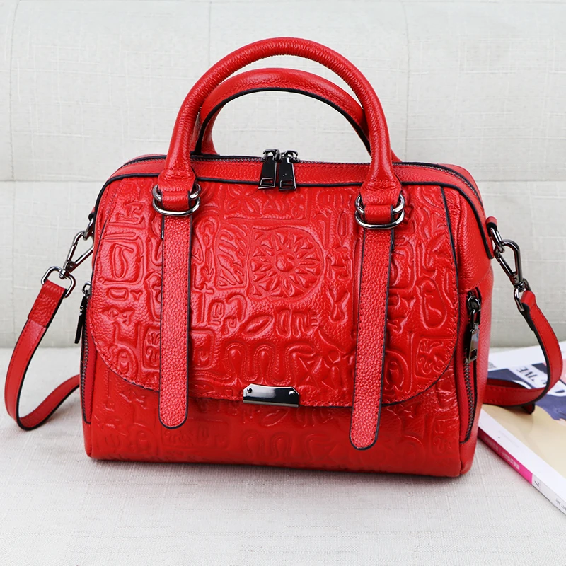 2018 Oracle тисненая кожа Для женщин Бостон мешок мода и уникальный дизайн женские