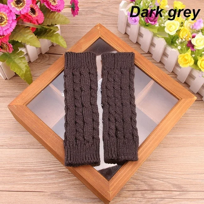 dark grey Женские осенние и зимние шерстяные теплые вязаные перчатки, женские зимние короткие перчатки с коротким рукавом - Цвет: dark grey