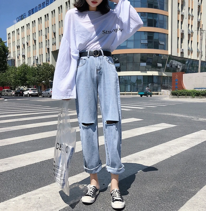 Mihoshop Ulzzang Корейская женская модная одежда Высокая талия опрятный отверстие