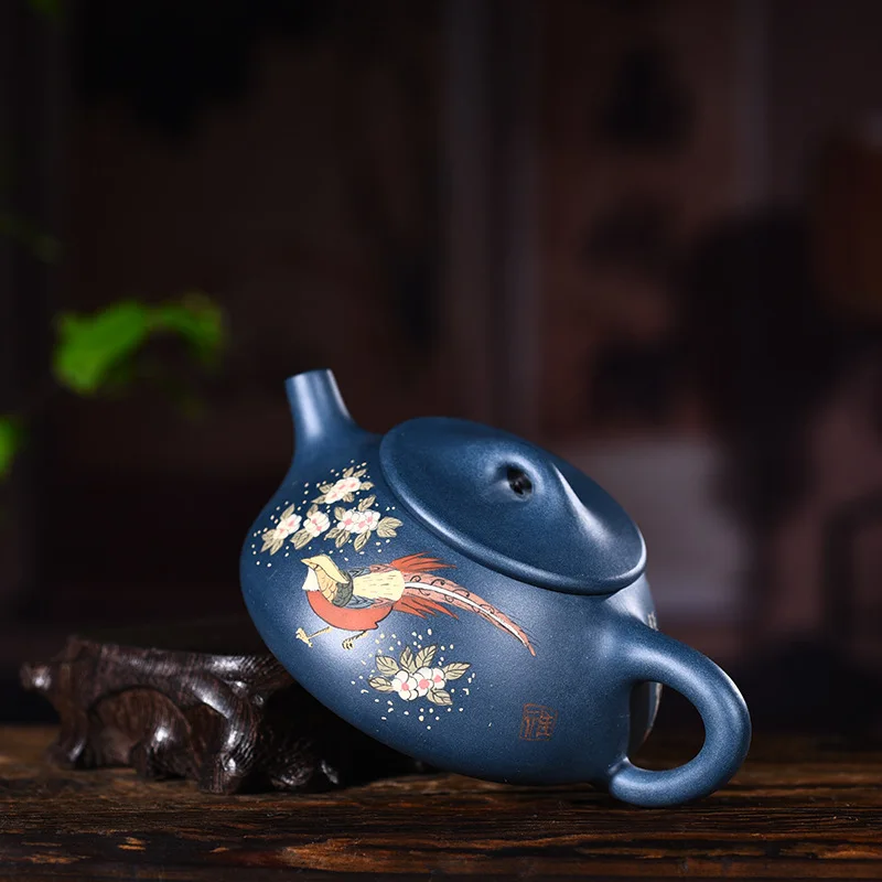 Yixing Purple Sand Bottle Genuine Famous Artists Hand-made Ore Mud Painting Stone Pot Kungfu Teapot Tea Set | Дом и сад