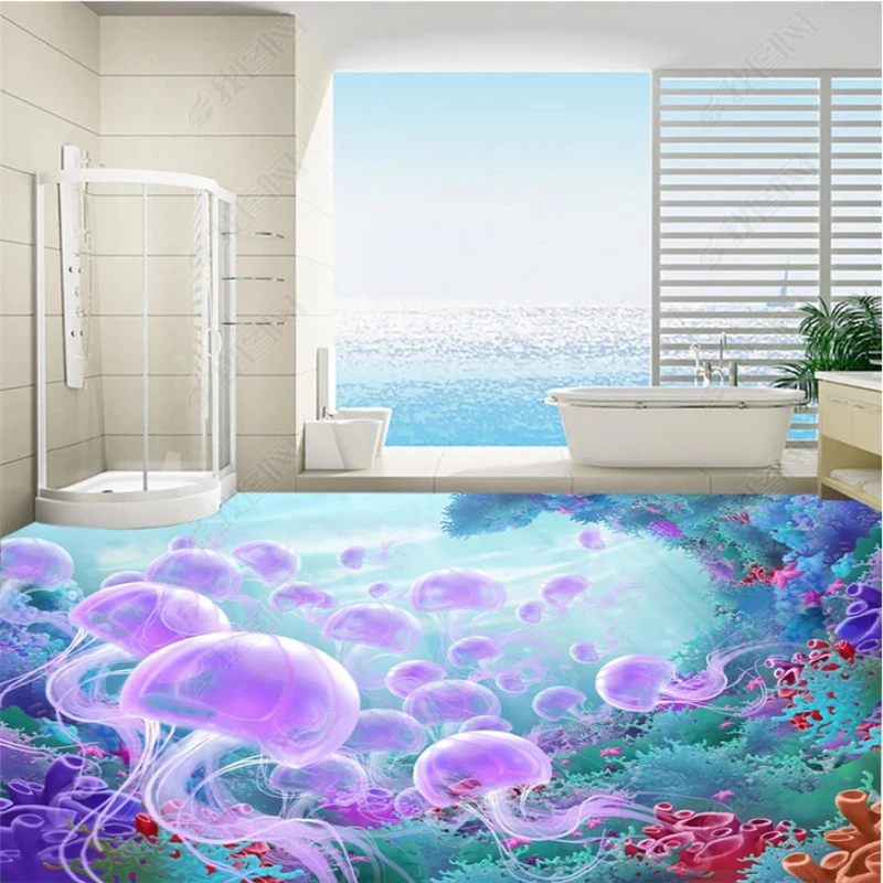 Пользовательские обои hudas beauty HD Ocean World Медузы 3D пол живопись для гостиной детской