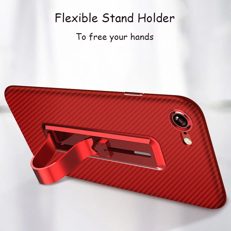 Coque For iPhone Xr XS Max Case Carbon Fiber Ring Stand Slim Shockproof Soft TPU Phone Cover X |