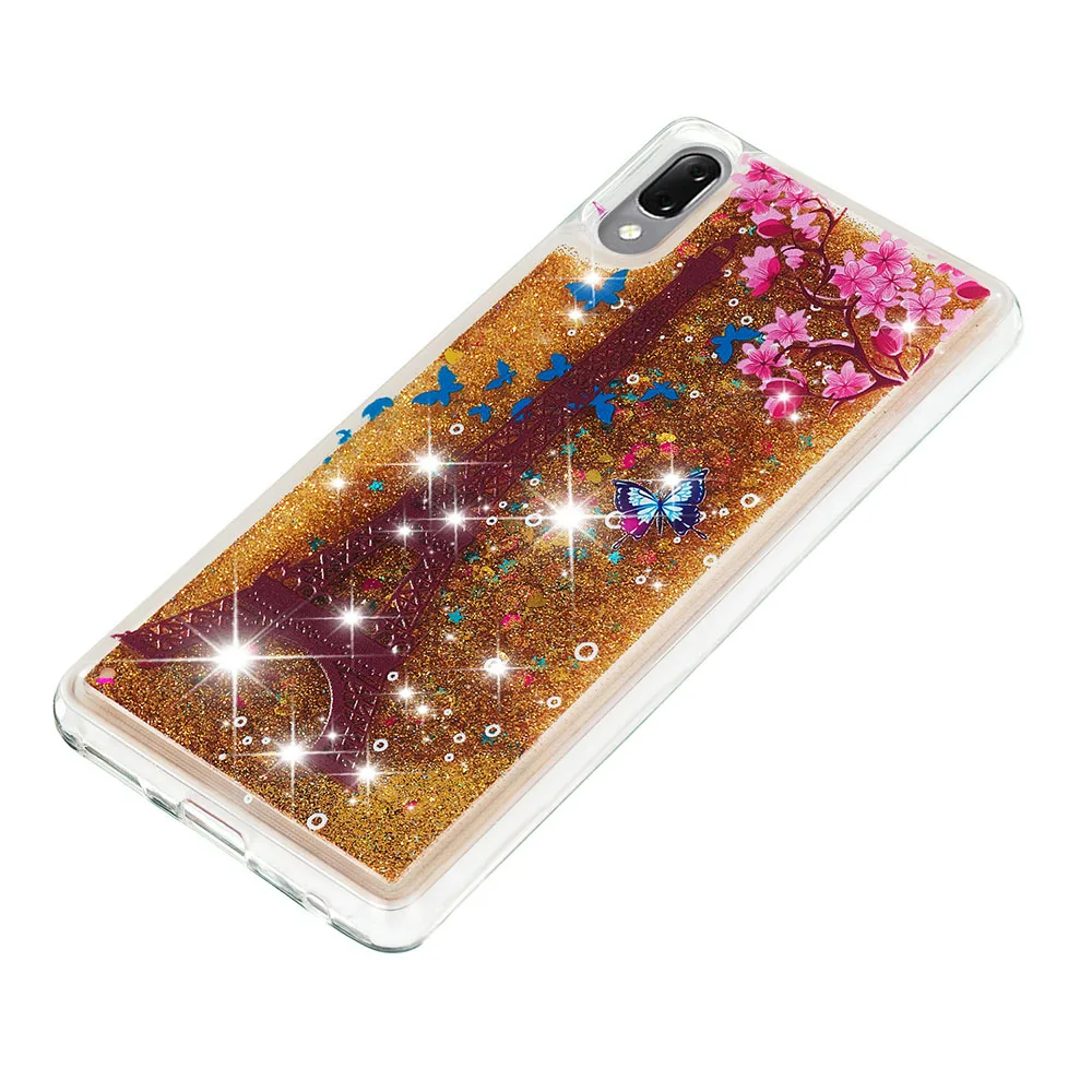 Силиконовый чехол для Sony Xperia L3 милый с динамической жидкостью зыбучим песком и