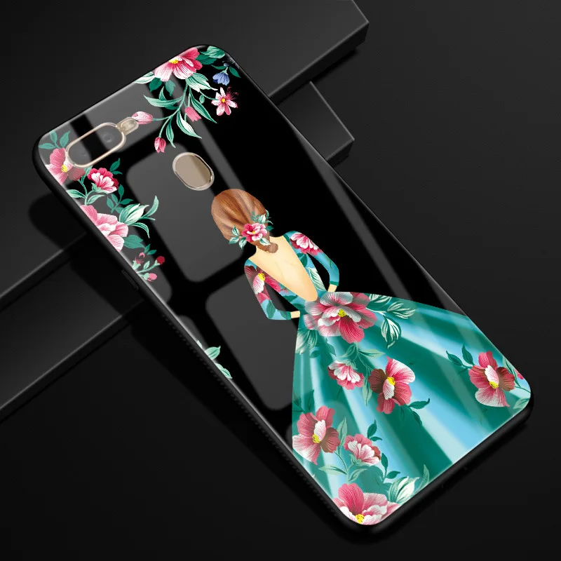 14 Для OPPO A7 чехол 6,2 ''стеклянный силиконовый бампер+ Жесткий PC стекло задняя крышка для OPPO AX7 CPH1901 CPH 1901 OPPOA7 AX 7 A 7 чехол для телефона s - Цвет: 14