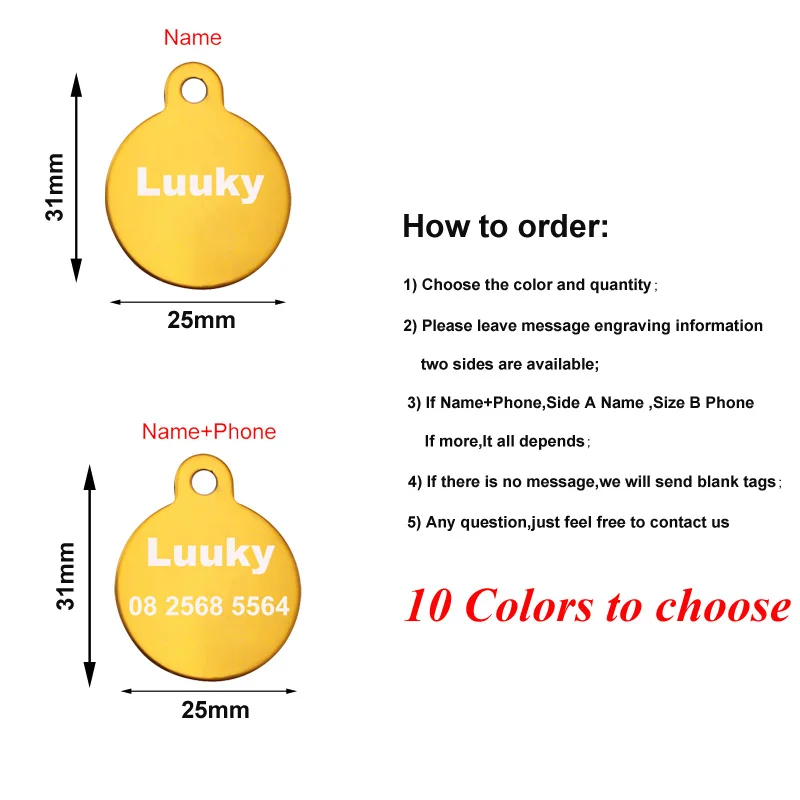 2 шт./лот выгравированные на заказ ярлыки для собак идентификационный номер