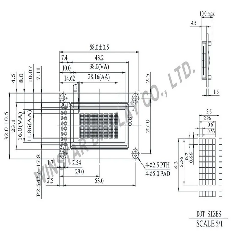 WEH000802 Winstar с низким энергопотреблением 8x2 (8 символов x 2 линии) OLED-дисплей