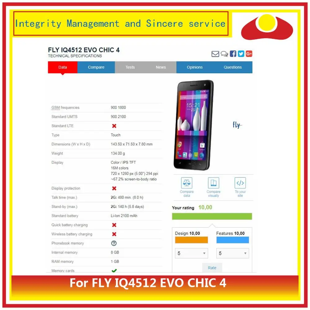 Оригинальный дигитайзер для FLY IQ4512 EVO CHIC 4 сенсорная панель сенсорный экран
