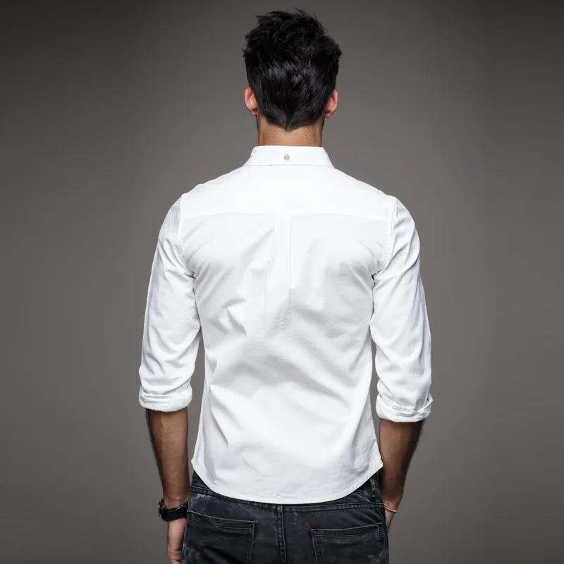 Новая мода Завышение блузка рубашка Мужская 2017 повседневные мужские белый Линн