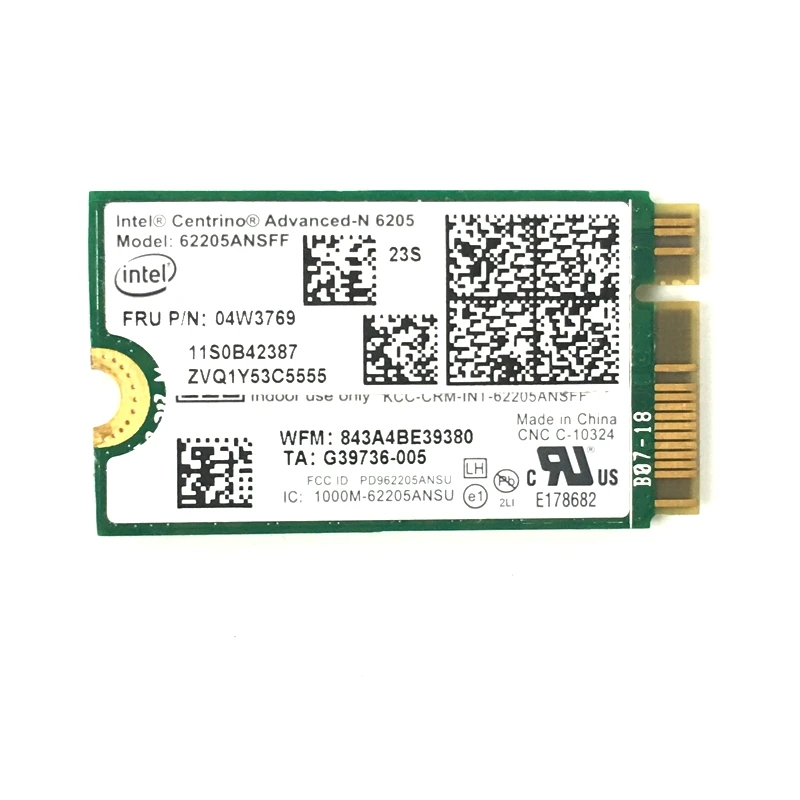Оригинал для Lenovo Thinkpad x1 carbon 62205ANSFF N6205 62205AN SFF Wi-Fi карта Wlan сетевые карты 04W3769 NGFF M.2 6205