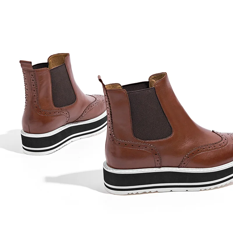 BeauToday/Ботинки Челси женские ботильоны с квадратным носком ботинки перфорацией