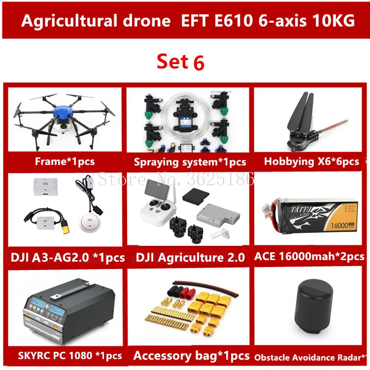 New EFT E610 6-axis 10KG 10L Pesticide spraying system Agricultural drone