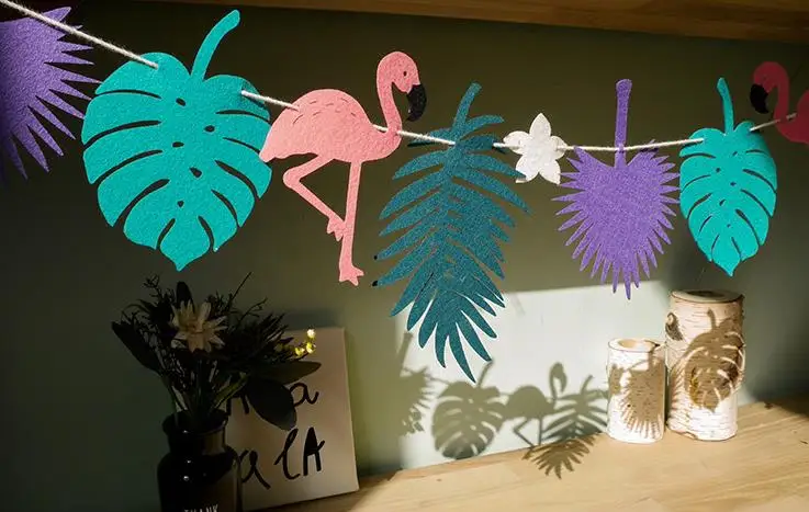 Фетровая гирлянда с фламинго ананасом флагом | Дом и сад