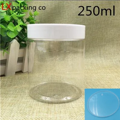 250 ml Inner cover 30 шт 50 80 100 150 200 250 мл прозрачные Пластиковые Упаковочные бутылки с белой крышкой контейнер для специй банка с наклейкой - Цвет: 250 ml Inner cover