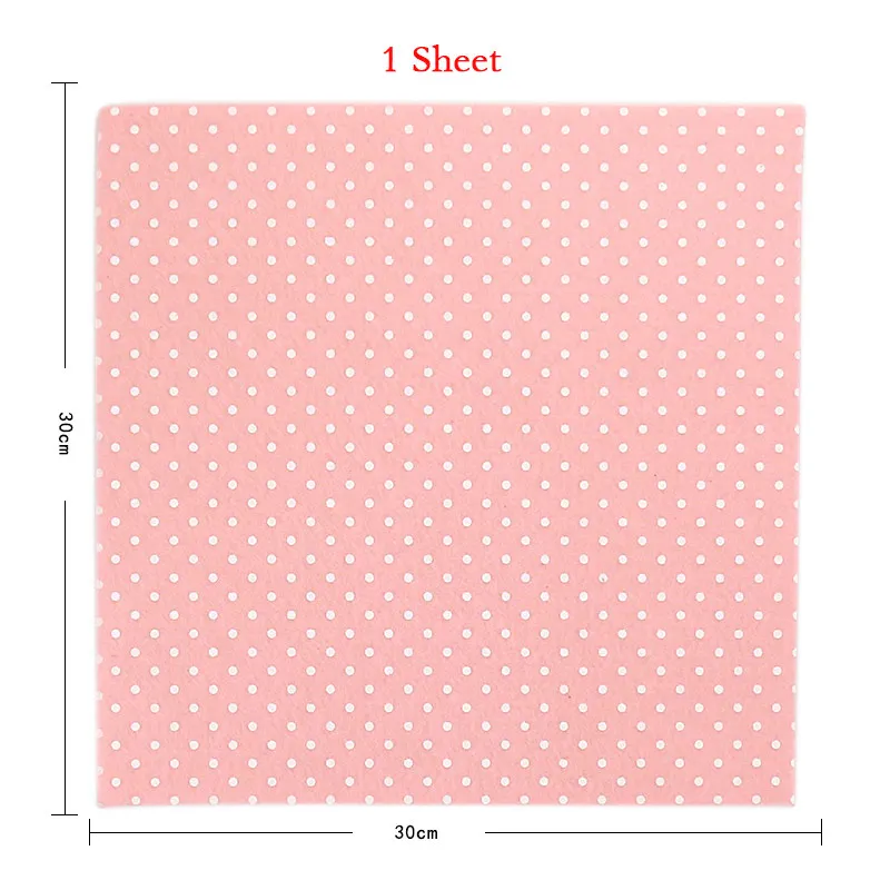 Light Pink Одноцветная фетровая ткань с принтом в горошек 30X30 см толщиной 1 мм для кукол DIY, Нетканая ручная работа, товары для украшения дома, 1 лист - Цвет: Light Pink