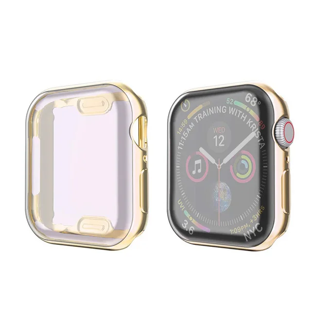 gold 40 мм, 44 мм, защитный чехол для Apple Watch 5, 4, 3, 2, 1, 38 мм, 42 мм, тонкий ТПУ, защита для экрана, мягкий прозрачный чехол s, аксессуары - Цвет: gold