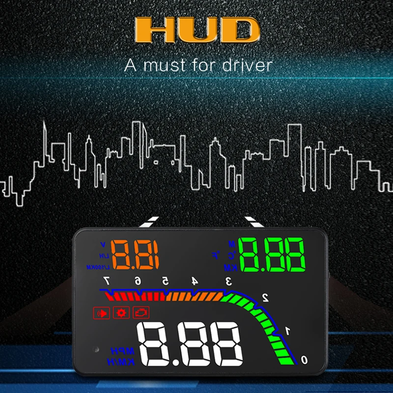 Автомобильный 4 дюймовый дисплей HUD на лобовое стекло подключение Plug and Play
