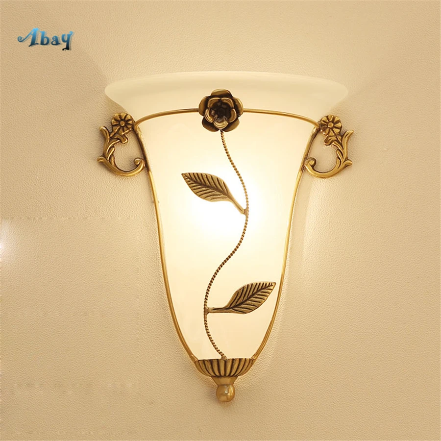 American Metal Garden Decors Glass Wall Lamps Living Room Bedroom Corridor Led Art Elegant Home Decor Lighting Fixture E27 | Лампы и