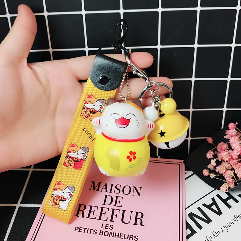 Милый брелок с изображением из мультфильма Lucky Cat колокольчики для автомобиля
