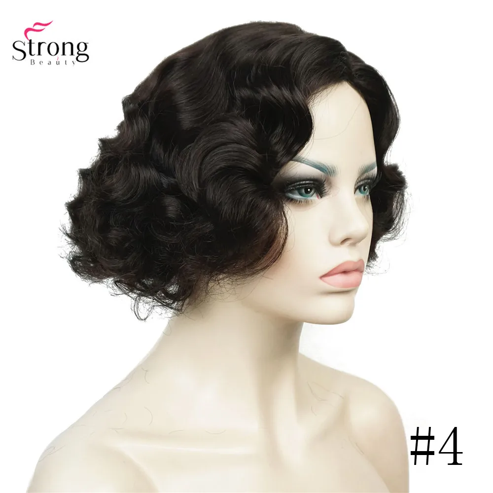 StrongBeauty волнистые волосы короткие черные волосы парик кудрявый Синтетический
