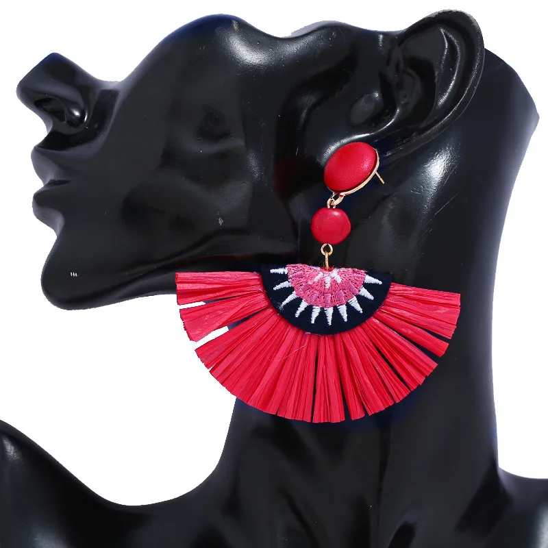 Богемные Ретро эллиптические серьги из искусственного камня плетеные узоры в