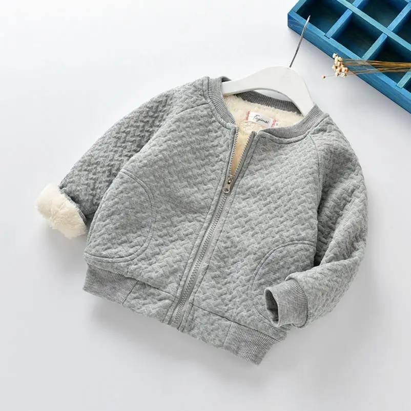 2018AutumnChildren Warm Jackets Kids Casual Fleece Baseball Coats Toddler Baby Boys Girls Plus Velvet Outerwear Bebe Clothes | Детская