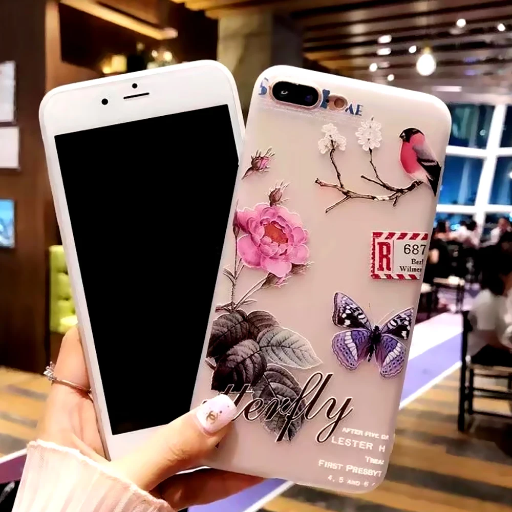 Nephy 3D Flower Silicon Phone Case For iPhone7 8 Plus XS Max XR Rose Floral Cases iPhone X 7 6 6S 5 SE Soft TPU Cover |