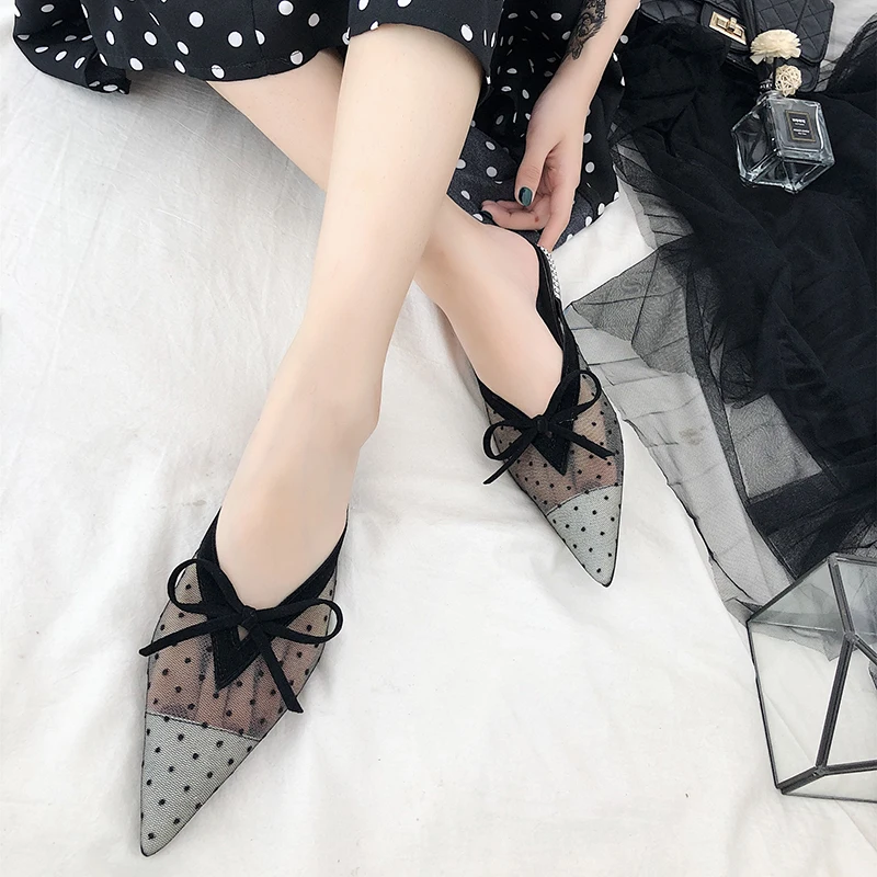 2019 New Arrival Women Flats Shoes Flat Heel Hollow Out Flower Shape Nude Pointed-toe bow zapatos mujer n884 | Обувь