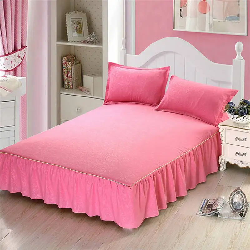 Высококачественная Однотонная юбка для кровати Нескользящая Защитная крышка