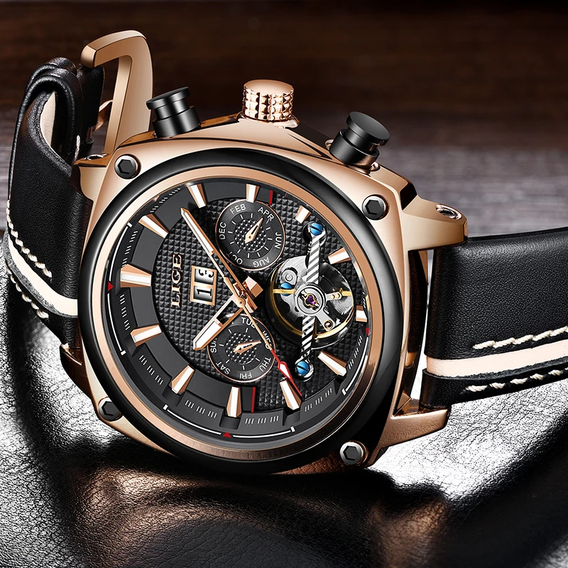 Montre Homme LIGE новые мужские часы Роскошные автоматические механические военные