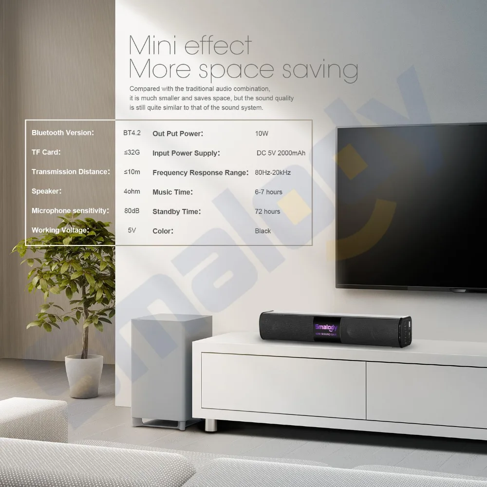 Smalody беспроводной Bluetooth портативный динамик мощный 10 Вт бас светодиодный свет