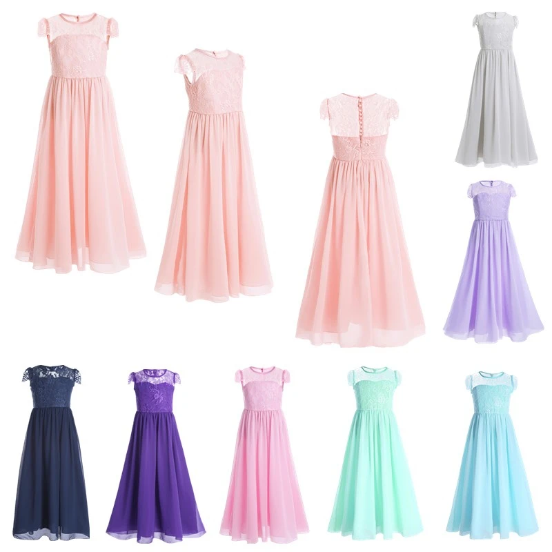 Kid Teens Flower Bridesmaid Lace Dress for Girls Vestido Wedding Party Floral Ball Gown Prom Formal Princess | Детская одежда и