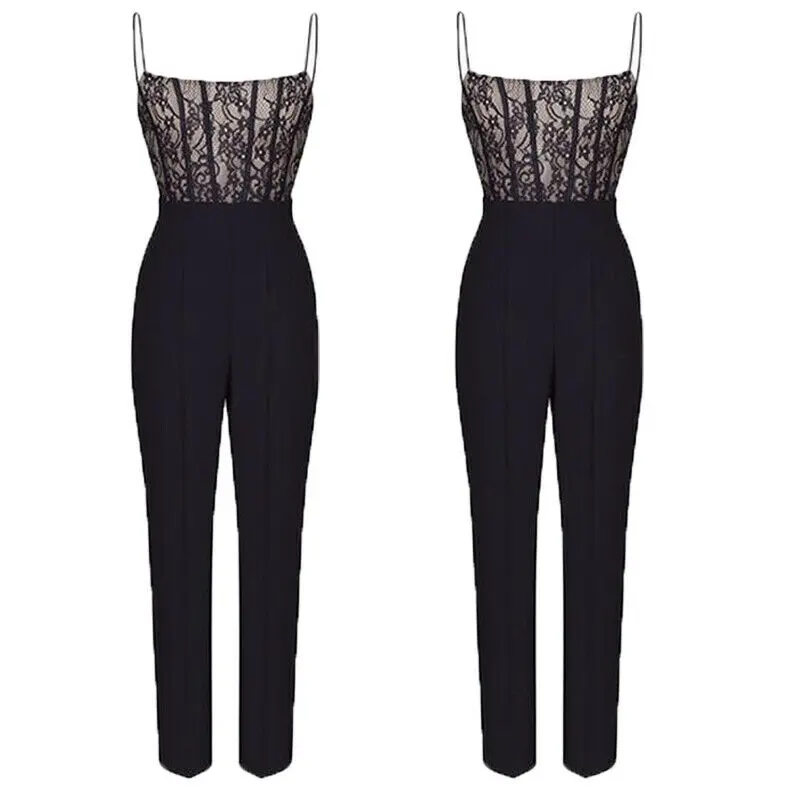 Женский Летний комбинезон 2020 повседневный кружевной топ без рукавов Однотонный