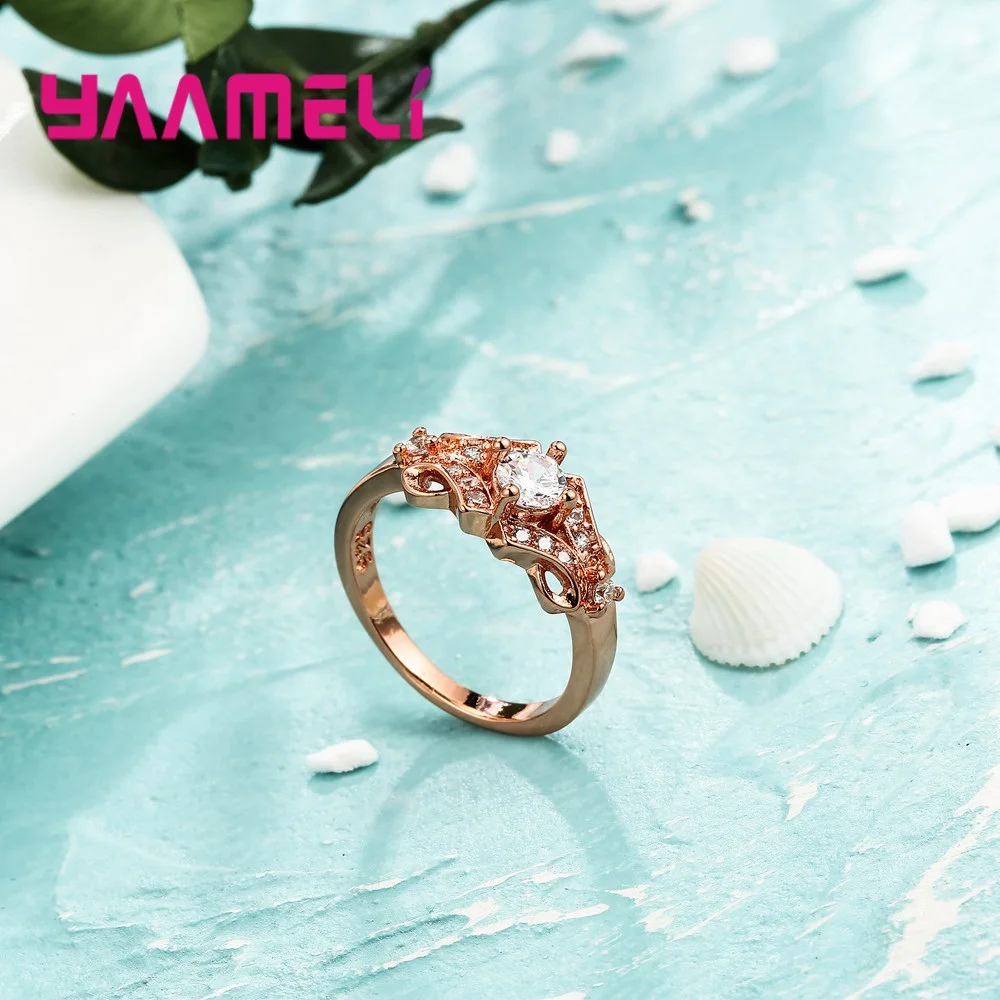 

Beauty Girl Chic Design Charming Rose Gold Ring Jewelry For Ladies Attending Cocktail Party Dress Accessories