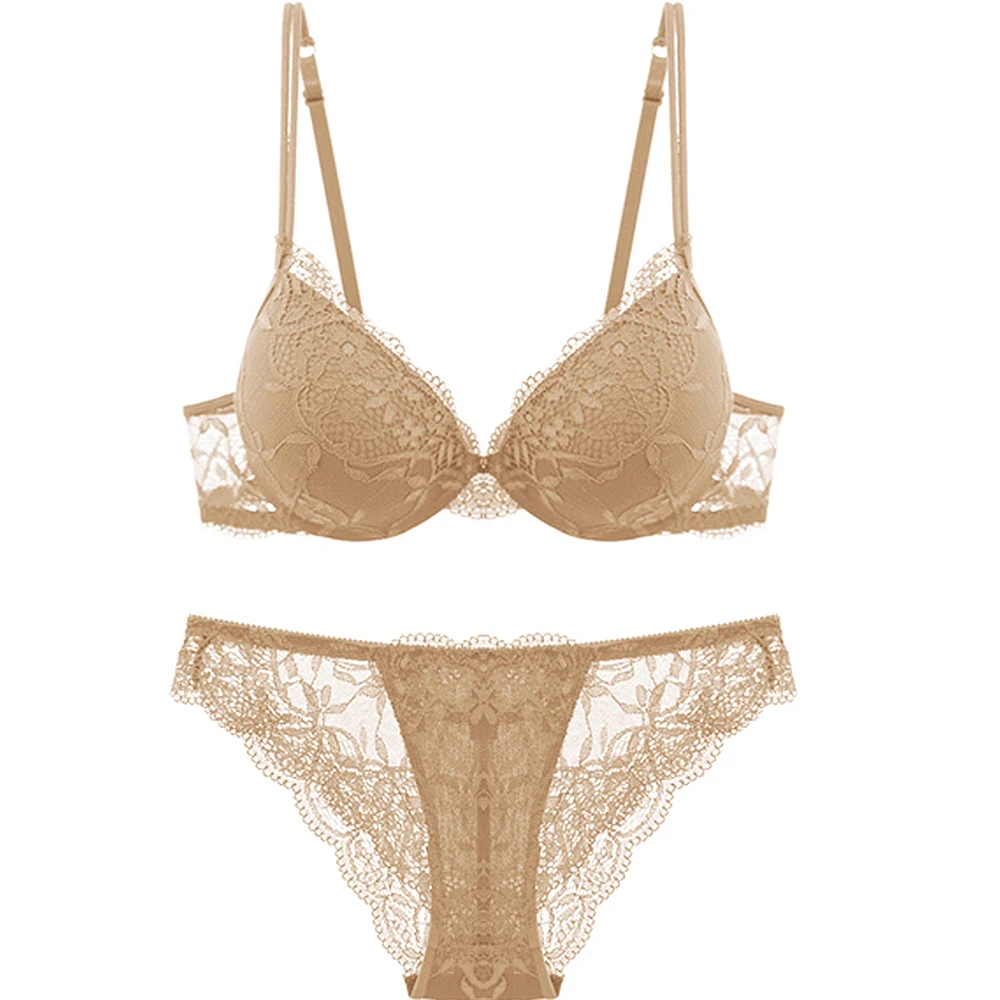 Ladies Secret женский кружевной комплект нижнего белья Пуш-Ап Топ A B C чашка нижнее белье сексуальные трусики с цветочной вышивкой BH