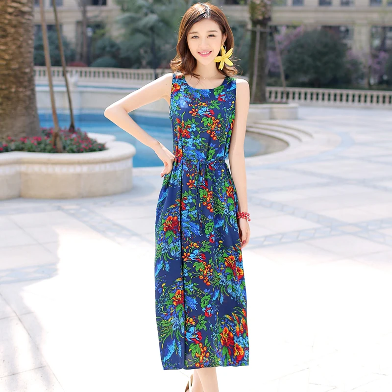 Лето 2017 г. новые женские элегантный длинный участок Богемии печати с короткими