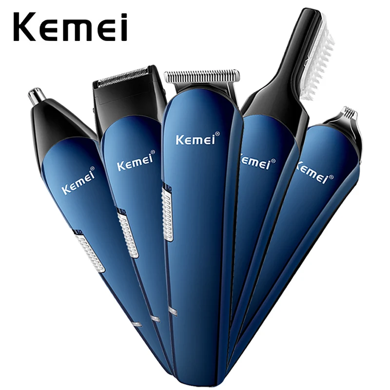 Kemei 5 в 1 перезаряжаемый триммер для стрижки волос титановый резак электробритва