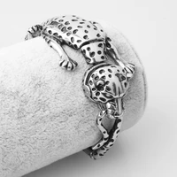35mm hot hipper stainless steel silver color 3d leopard skeleton cuff bangle mens boys casting bracelets jewelry christmas gift
