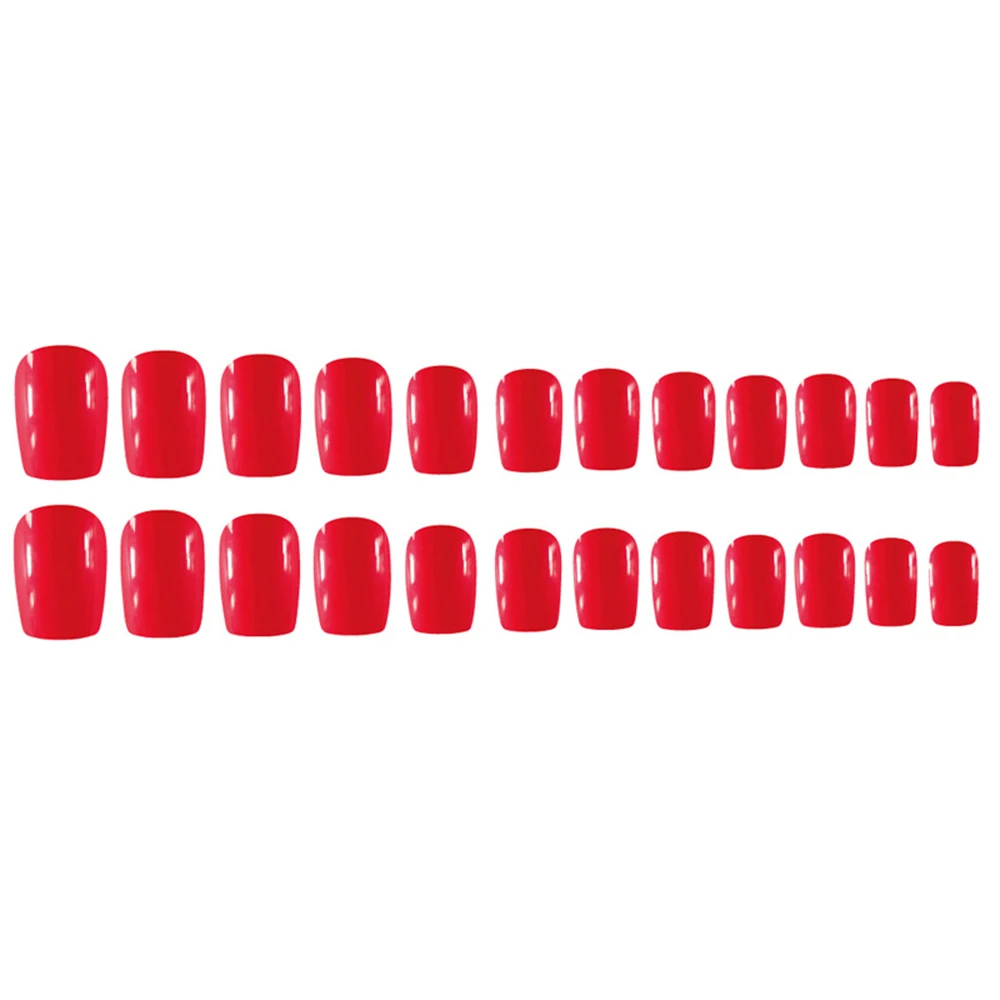 Bright red Накладные ногти 24 шт. 12 разных размеров Натуральные Французские короткие накладные ногти полностью покрывают акриловый искусственный инструмент для росписи ногтей - Цвет: Bright red