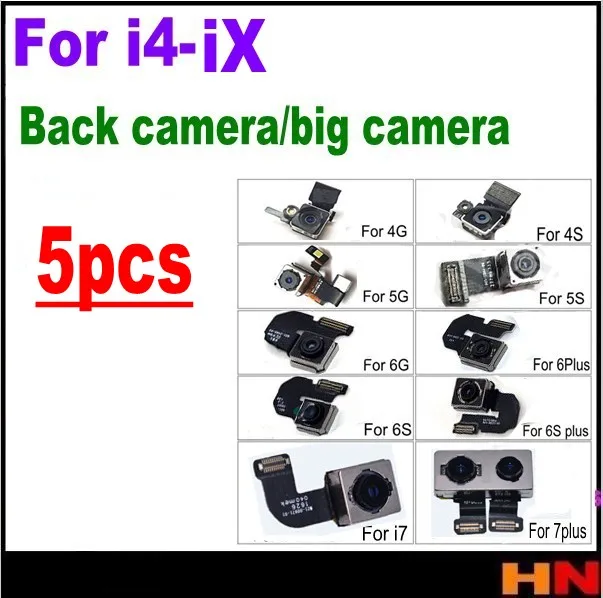 5 шт. для iphone X 8 4 4S 5 5S 5c SE 6 6s 7 7p plus Новая задняя Задняя Основная камера Модуль гибкий ленточный кабель Замена Запчасти для ремонта