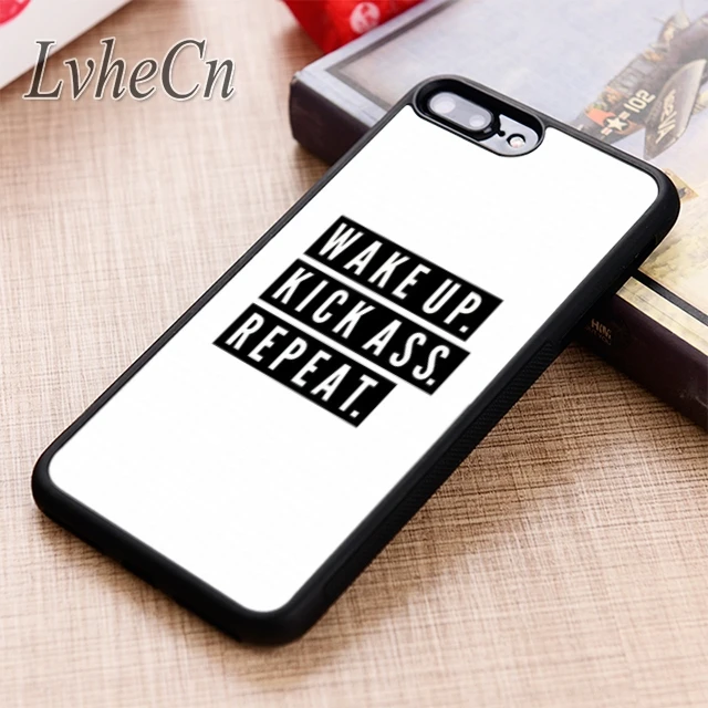 LvheCn чехол для телефона с надписью WAKE UP KICK ASS REPEAT GYM iPhone 11 12 Pro X XR XS MAX 5 6 6S 7 8 Plus samsung s7 s8