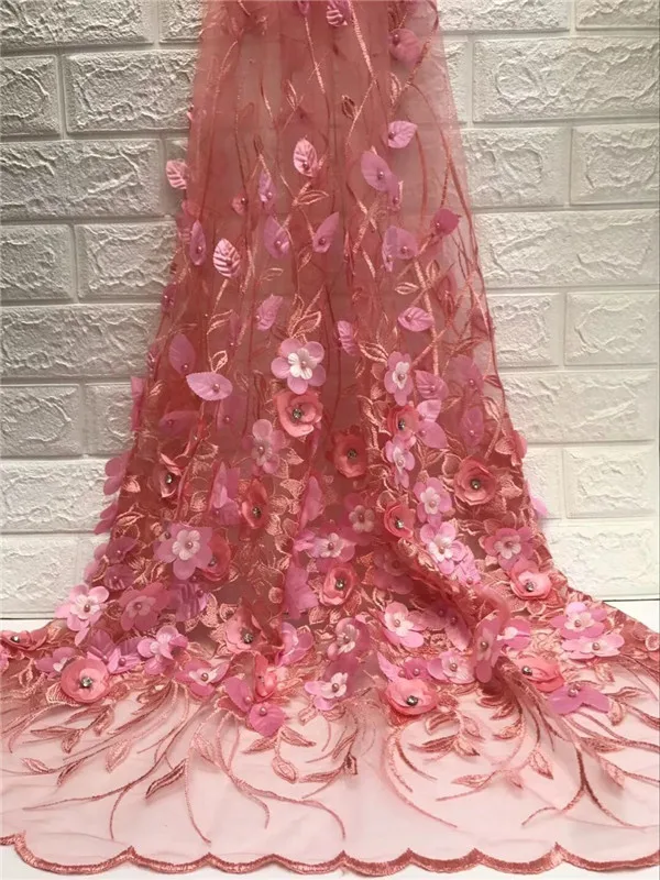 Кружевной Тюль с цветочной вышивкой в африканском стиле 3D кружевная ткань