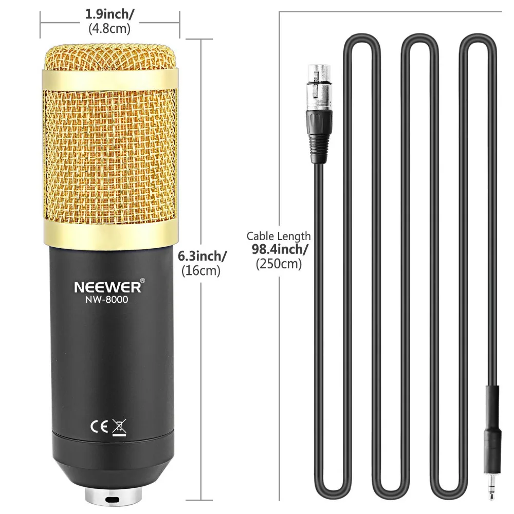 Neewer NW 8000 профессиональный студийный записывающий микрофон в комплекте: