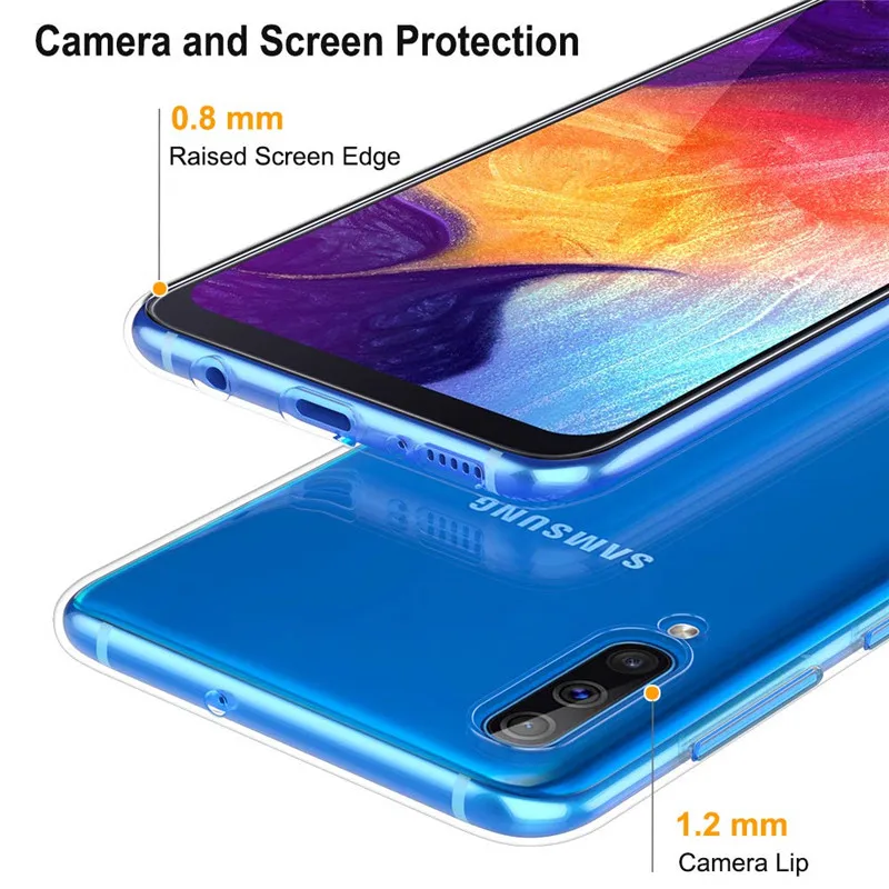 For Samsung Galaxy A50 Case Soft Crystal TPU Silicone Back Cover SM-A505F SM-A505FN/DS A505 Clear |