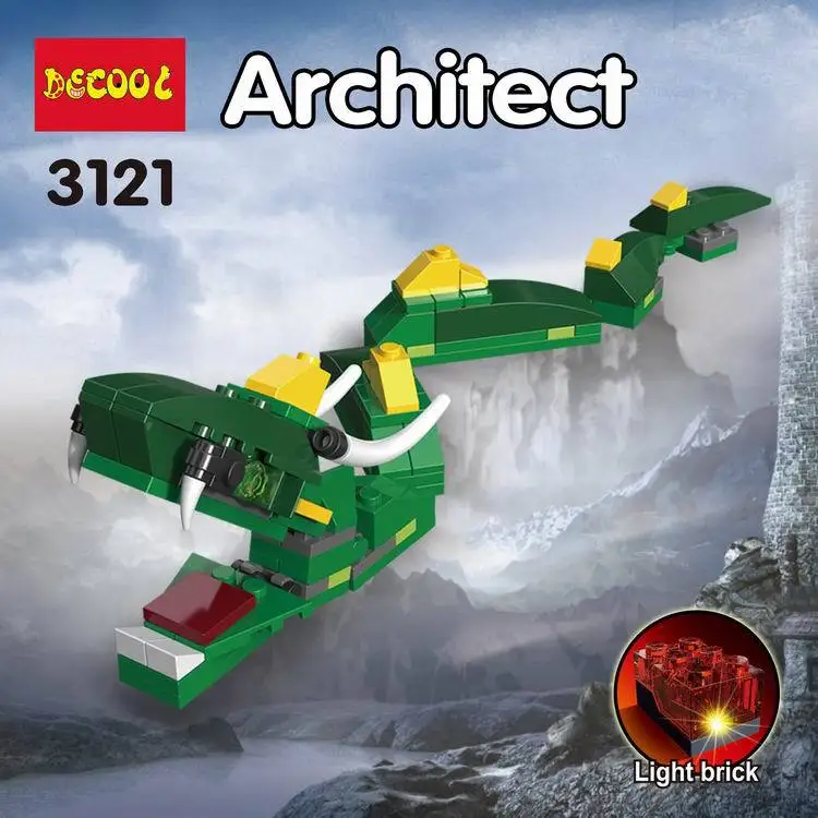 Decool 3121 598 pcs 8in1 Ninja Vert Dragon Avec La Lumiere Building Blocks set DIY Briques Jouets pour enfants Drole | Игрушки и хобби